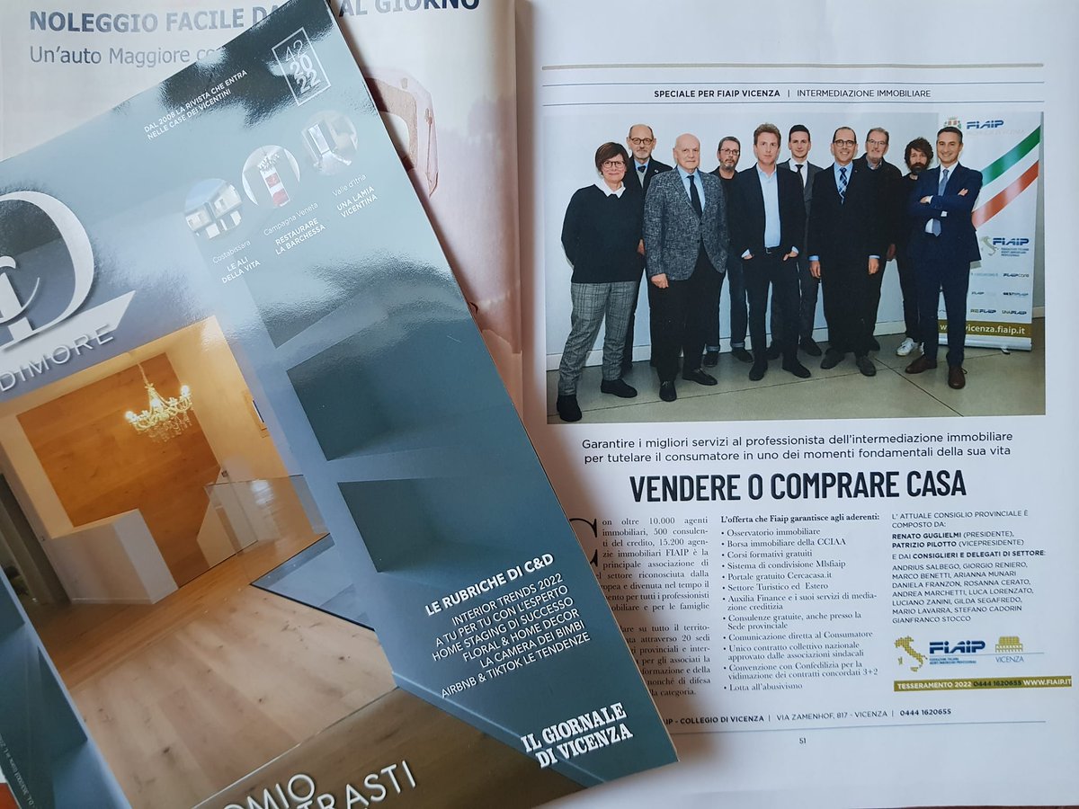 Fiaip's tweet photo. 👉FIAIP VICENZA SU C& D!.➡️ Nel Giornale di Vicenza la rivista patinata dedicata alle architetture e agli immobili di pregio della provincia la presentazione della nostra Federazione.
#FiaipVicenza #essereFiaip #agentiImmobiliari https://t.co/8LxV8Km7la