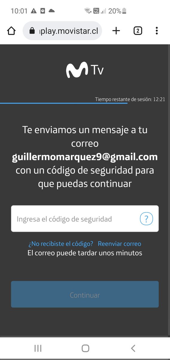 guiller0903's tweet photo. @AyudaMovistarCL  Ese código Jamás llega! Y si lo hace demora un 1 día,hemos probado con varios correos y nada!! https://t.co/bfQ7WV7fZQ