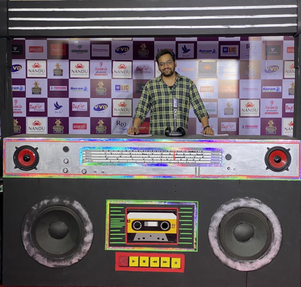 AntonyLRuben's tweet photo. “In a World of Echo,Be a Voice”

Also, Loved this RadioBox setup at the @blacksheeptamil Digital Awards Event🌈

#radioblacksheep #Radiobooth  #blacksheepdigitalawards2022 https://t.co/dFMWlElB18