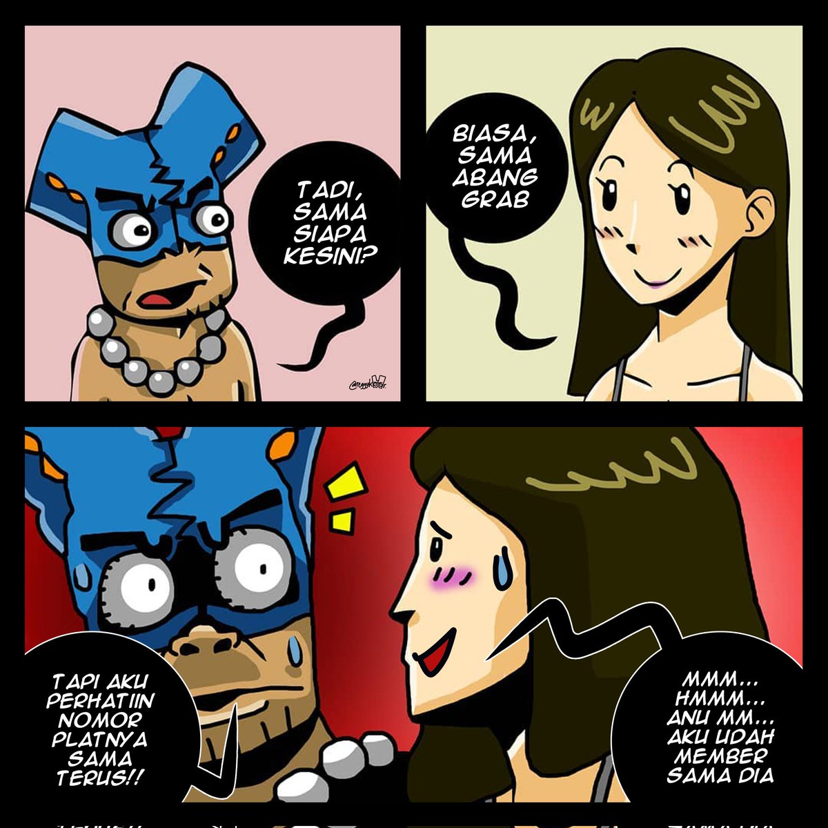 kolormania's tweet photo. Member get mem**
Terinspirasi dari cuitan @grabid
.
#kolorman #comicstrip #komik #komikinajah #couplegoals #grabindonesia #grab https://t.co/FudK1xVaHD