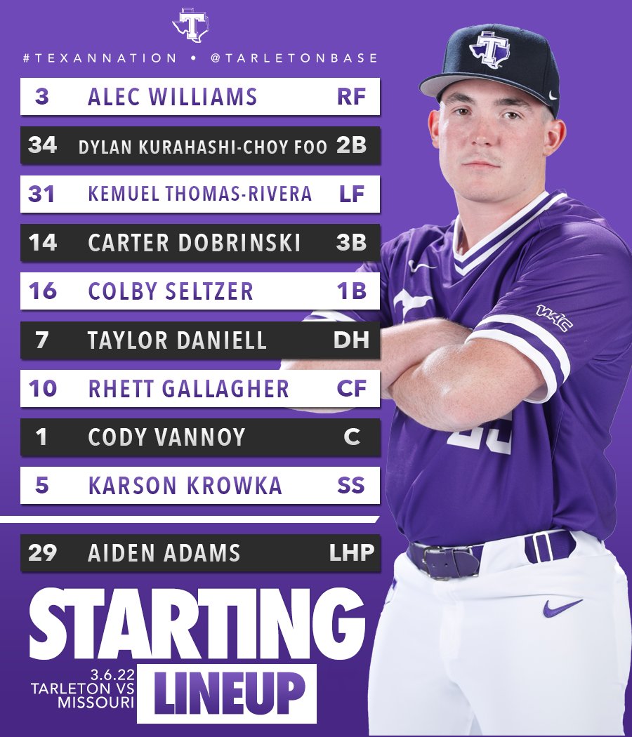 Tarleton Baseball on Twitter "Brand new lineup for the series finale