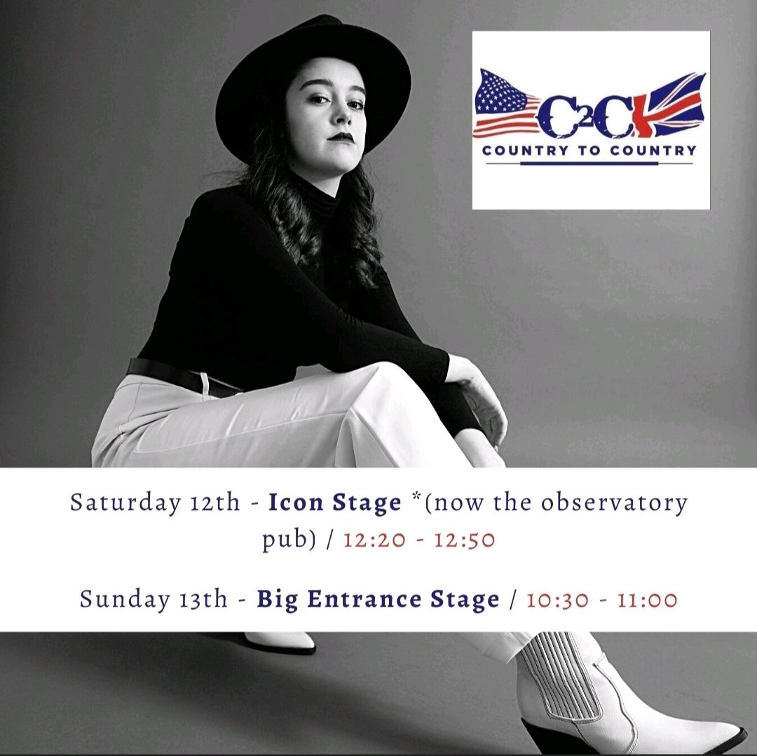 IzzieWalsh's tweet photo. Here are my set times for next weekend @C2Cfestival London!🎸 Join me and the band for some new songs and old...very excited to be performing! 🖤

#C2C #london #americana #country #singersongwriter #band #o2 #musicinlondon #music #gig #settimes https://t.co/p6lqicvaeF