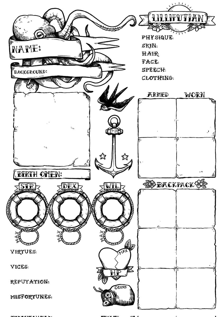 First character sheet for <a href="/manarampmatt/">Matthew Morris (ManaDawn Tabletop Games)</a> and his new project: "Lilliputian"!