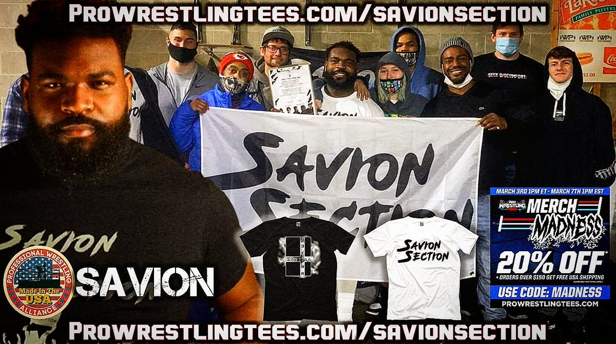 #MerchMadness is Popping at <a href="/PWTees/">Pro Wrestling Tees</a>... Don't Just Run with Any Pack, Join the Section. Pick Up Some Oh So Sweet Swag from <a href="/SavionSection/">Big Time ✨</a>. 

Save 20% with Promo Code: MADNESS at prowrestlingtees.com/savionsection