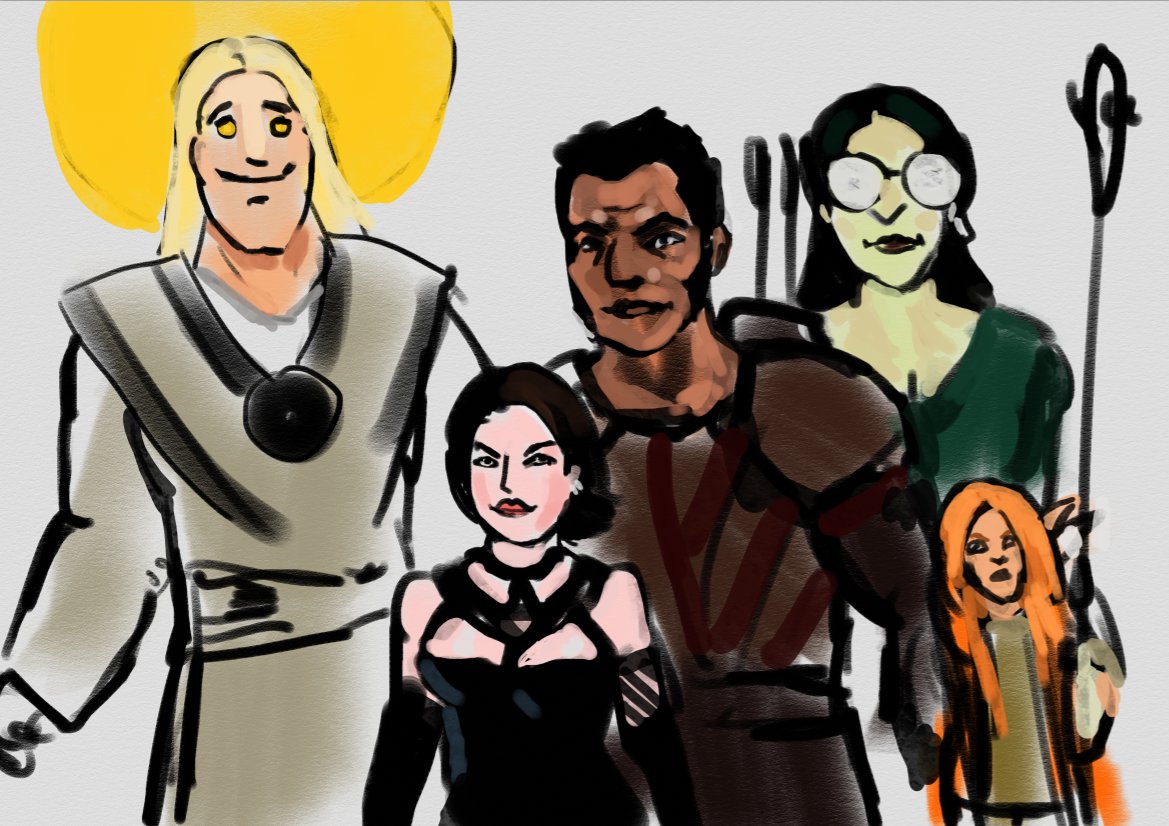 AlexJHolt's tweet photo. As none of you dissuaded me in time: #IcewindDaleII nuzlocke-ish thing! Probably a tragedy in an unknown number of parts!
First, our party:
Glorous Garry: Himbo Cleric
Velvet: Dominatrix Paladin
Prince Shalma: Noble Ranger
Venella: Half-orc Abjurer
Pip: V's gnome monk wife https://t.co/soWpaqhM6X