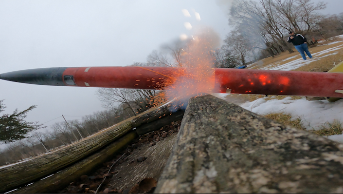 CFHSRocketClub's tweet photo. Before our full-scale launch two weeks ago, we had to check to make sure our black power charges to separate the sections of the rocket would correctly function! Filmed on our #GoProHero10 Black, you can see the different stages of the black powder being ignited!🚀 https://t.co/zpWT1CRYJB