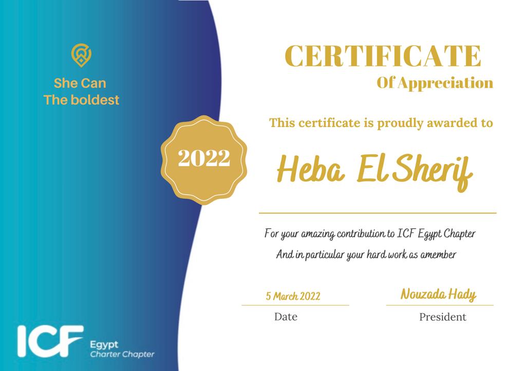 ICF_Egypt's tweet photo. ICF-Egypt Chapter would like to express gratitude towards its Coaches members efforts during She Can event "The Boldest 2022", raising the community awarness about coaching and empowering them through free sessions https://t.co/Nk6CJmUHy1