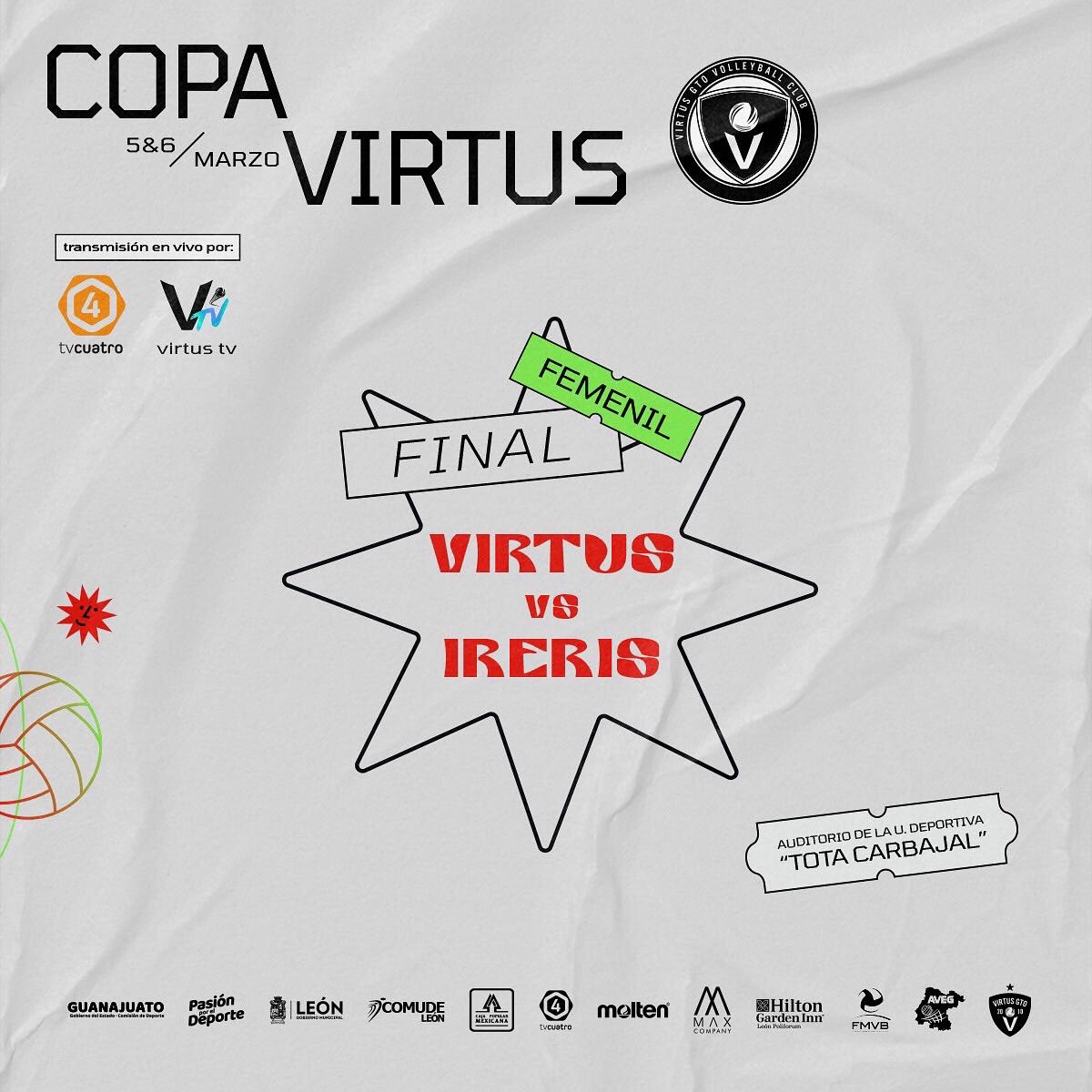 VirtusGtoLMV's tweet photo. El equipo femenil de Virtus avanza a la final de la #CopaVirtus2022 vs Ireris
Apoya a tu equipo!! No te pierdas alas transmisiones en vivo por @tv4guanajuato @tv4guanajuato
#copaVirtus #virtus #virtusgto #volleyball #welovevolleyball #volleyfemminile #volleygirl #virtusTv https://t.co/JYYs0B10QS
