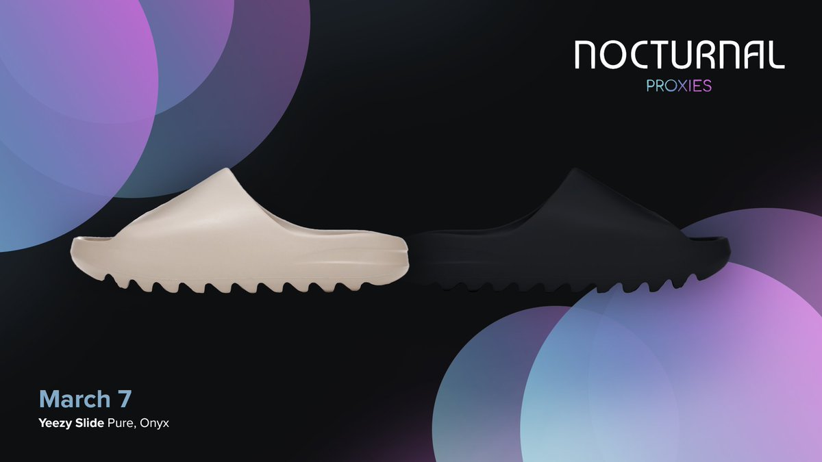🚨Yeezy Slides Tomorrow!🚨

Make sure to stock up before they drop!
Resis Available - nocturnalproxies.com

10% OFF - SLIDES10

2GB Giveaway!🎁
| Rules:
| Like &amp; RT🖤
| Follow <a href="/NOCTURNALPROX/">Nocturnal Proxies</a> &amp; <a href="/NocturnalStore_/">Nocturnal Technologies</a> 

Ends Tonight!⏰