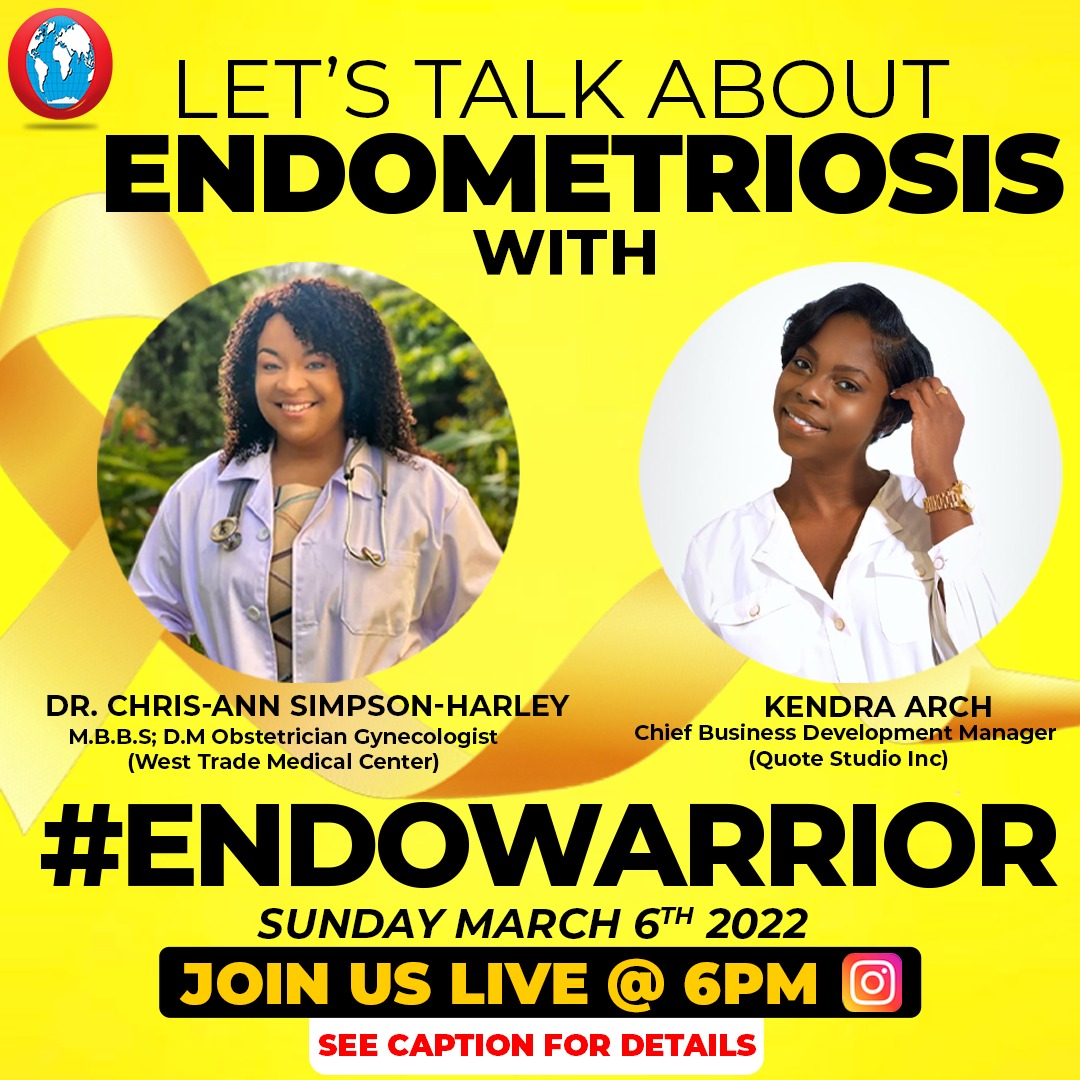 JamaicaObserver's tweet photo. March is recognised as Endometriosis awareness month.
Join us today at 6pm on Instagram for our #IGLive as we discuss #Endometriosis with Dr Simpon Harley and Kendra Arch.
Set your alarms!
#OHealth #JamaicaObserver #AlwaysAhead #Endowarrior #HealthandWealth https://t.co/f2AVNYxvT4