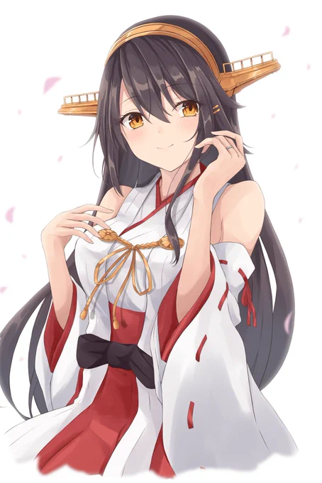 リハビリで描いた榛名ちゃんの線画に色を乗せてみました。 