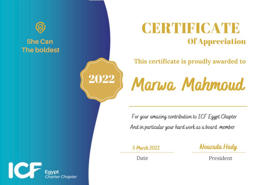 ICF_Egypt's tweet photo. ICF-Egypt Chapter would like to express gratitude towards its Coaches members efforts during She Can event "The Boldest 2022", raising the community awarness about coaching and empowering them through free sessions https://t.co/ukrHsnUNk4