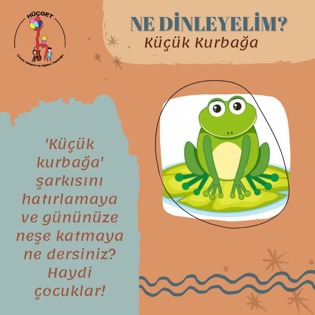 hucget's tweet photo. Herkese merhabalaaar!🥳
“Küçük Kurbağa” şarkısıyla anı neşelendirmeye ne dersiniz ?🐸 
Keyifli dinlemeleeer✨ https://t.co/a5zTtSQsWu