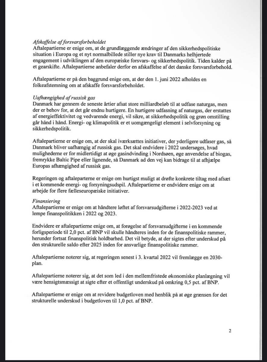 hansersej's tweet photo. Her er aftalen. Tre sider #dkpol https://t.co/OzWPvZ3Nah