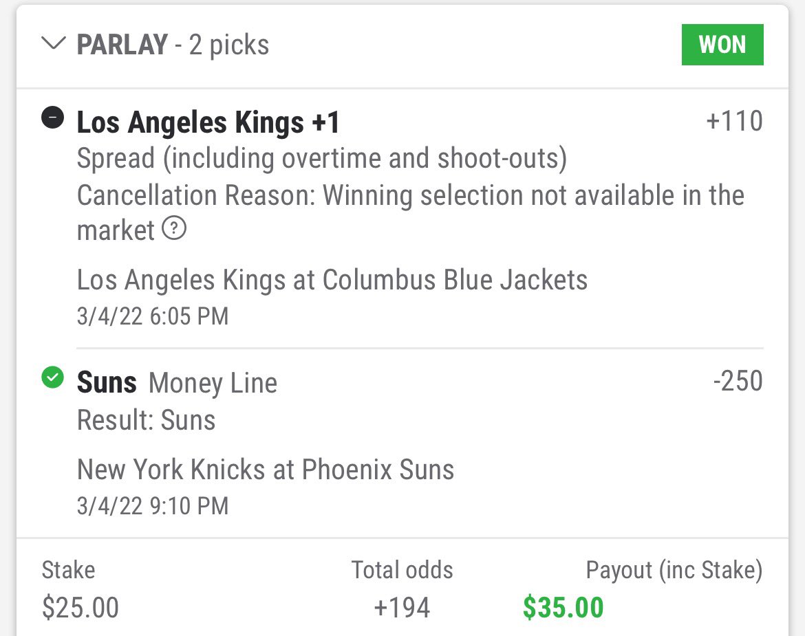 MillyNFLDraft's tweet photo. @BetMGM @BetMGMSupport This is a bad look. Our buddy in the gambling group chat had Kings +1. Kings win 4-3 in OT. Bet includes OT &amp; shoot-outs. Customer support looks at it twice and says it’s a push?? Y’all are going to have the whole group chat move sites over something dumb https://t.co/AI8z25FMCi