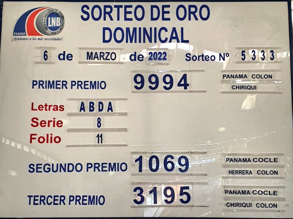 RESULTADOS DEL SORTEO DOMINICAL DEL DOMINGO 6 DE MARZO