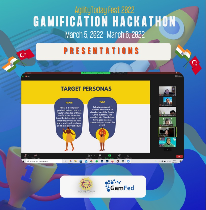 GamfedTurkiye's tweet photo. Indian Gamification Hackathon 2022 ekipleri sunumlarını yapıyor. Heyecan dorukta! 

2 gün süren bu harika etkinliğin kazanan ekibi kim olacak merak içindeyiz. Şimdiden tüm katılımcılara teşekkür ederiz.

#IndiaGamificationHackathon #GamificationHackathon #Hackathon #AgilityToday https://t.co/YCmHUNzzVX