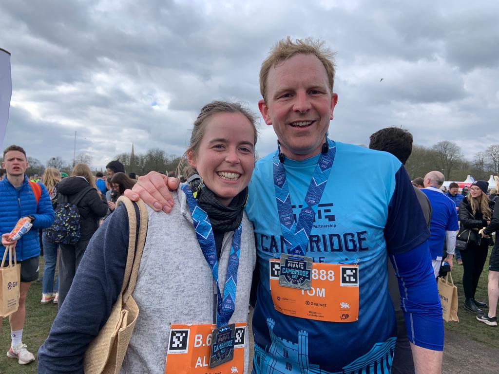 We made it! Cracking atmosphere for the Cambridge half marathon this morning. Time for a roast and a pint.