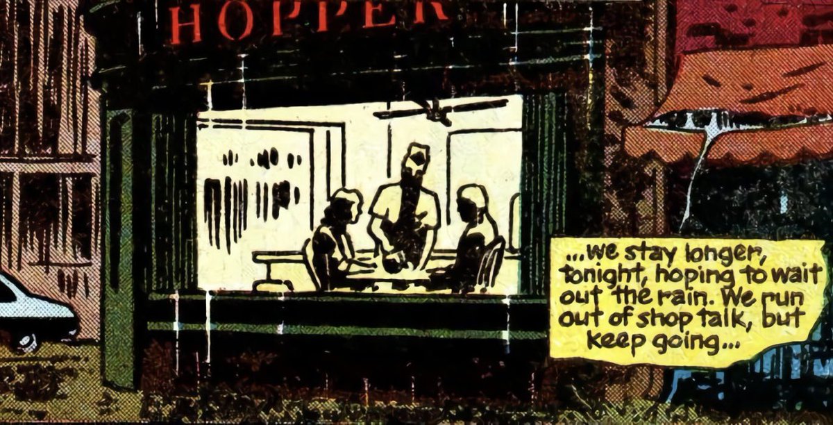 horrorlosers's tweet photo. La influencia de la pintura NIGHTHAWKS (1942) de Edward Hooper en #TheBatman(2022) de Matt Reeves, BATMAN: YEAR ONE (1987) de Frank Miller y David Mazzucchelli y THE JOKER #1 (2021) de James Tynion IV y Guillem March. https://t.co/q0yIidbbb8