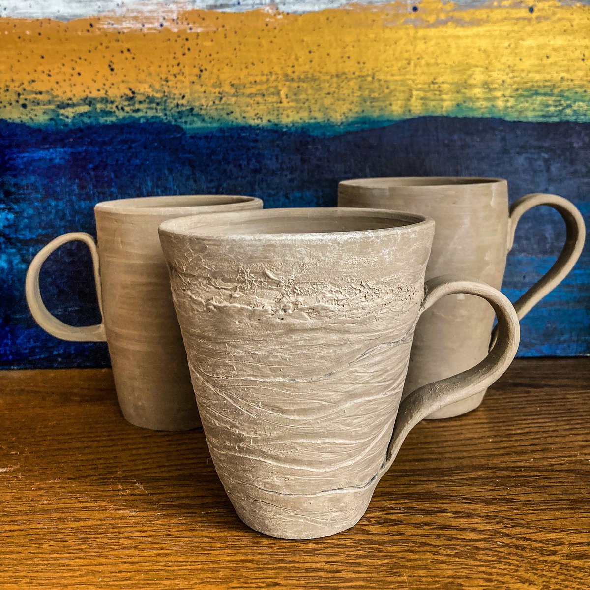 CroydeCoffee's tweet photo. I made the mug handles today! Unfired, unglazed mugs! #workingprogress 

https://t.co/GuKCp9VZOI 

Thank you @tarkapottery 
#handmademugs #unfired #ceramics #coffeemugs #mugs #coffeelover #coffeelife https://t.co/PjbBazaTbt