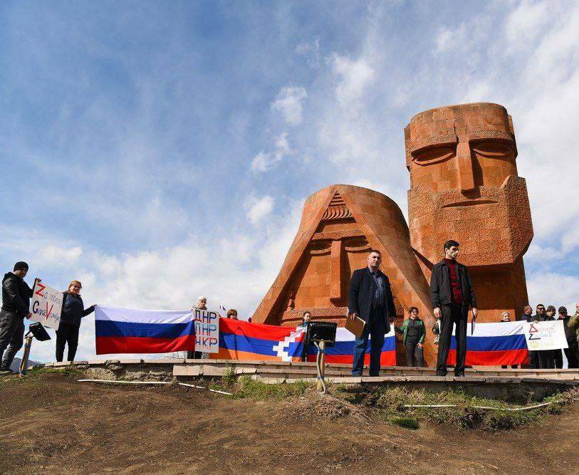 NazuLkin's tweet photo. Today, in still occupied territories of Azerbaijan, where #Armenian separatists support the #Russian #invasion of #Ukraine! 
Hey @margarethodge, any #sanctions? Yes, No, Maybe? https://t.co/gLSH3x4Ivq