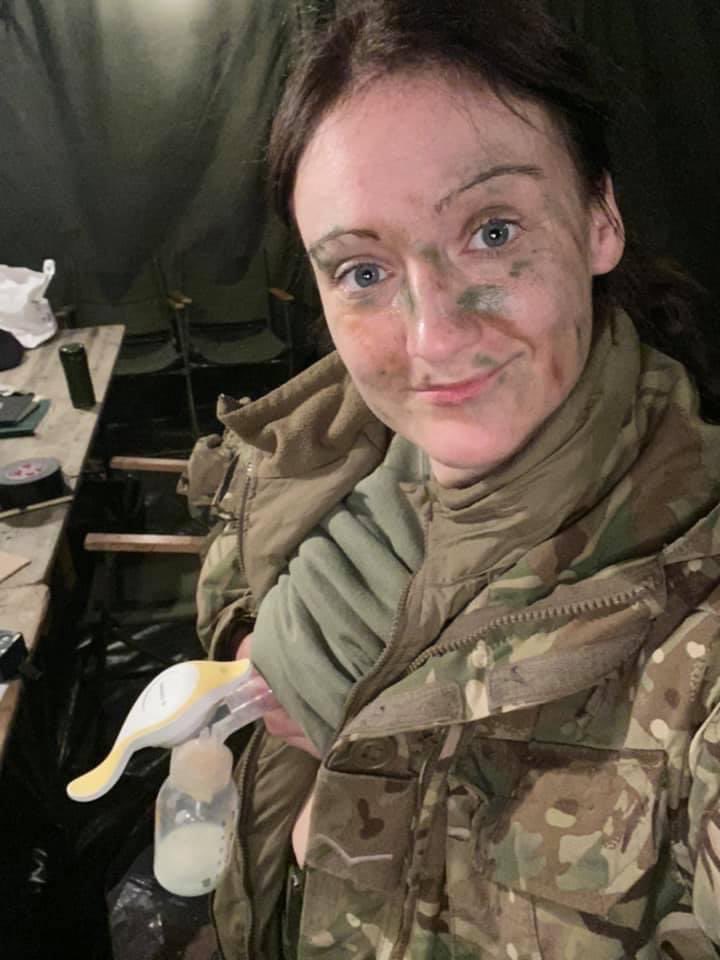 Here’s a picture to shock the masses!This is me, on a field exercise expressing milk in the very early hours. People find this uncomfortable, inappropriate and unnecessary; which is exactly why I’m sharing. 

Because this photo makes me so proud (even though all my cam has gone)