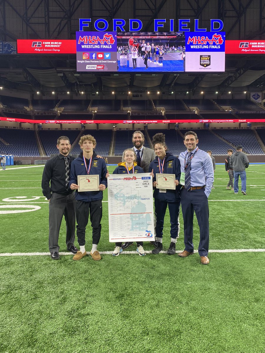 SalineWrestling's tweet photo. Great weekend for Hornet Wrestling. Our Wrestlers battled, we’re tested and still came away victors! 3 All-State performances, 2 State finalists and a Champion! Congratulations to Brett Thornell 5th, Tea Eisemann 2nd and Emme Hicks in winning her 3rd State Title in as many years! https://t.co/yHs3TUUYzR
