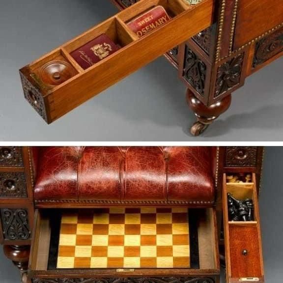 PauloRezzutti's tweet photo. Toda diversão de um cavaleiro do século XIX num só lugar! Essa é uma poltrona para cavaleiros do século XIX. Interessante não? Leitura, jogos, bebida e pornografia, tudo isso no conforto de sua poltrona preferida. #seculoXIX #costumes https://t.co/7uP5ribKGm