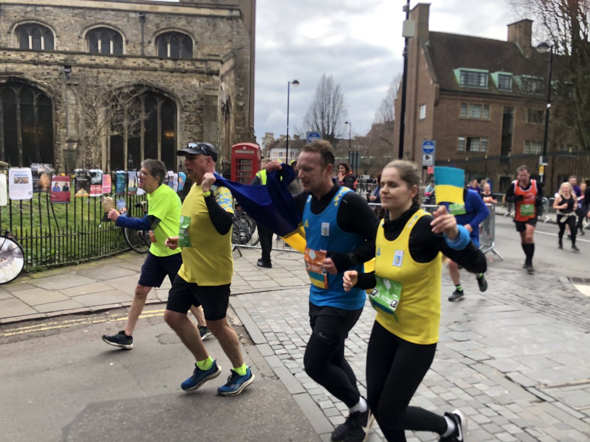 RosieHattersley's tweet photo. Quite rightly, these Ukrainian runners were treated as heroes throughout today’s Cambridge Half marathon https://t.co/uZSlxfrzoe