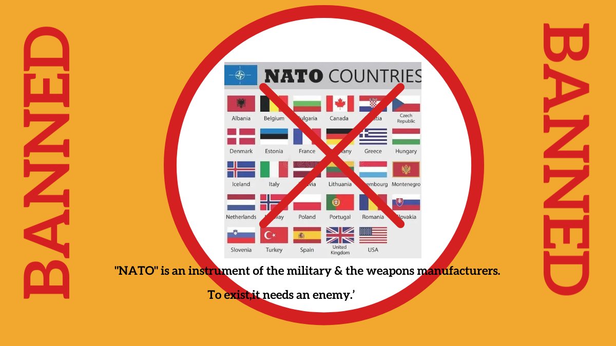 ShSantoshTiwari's tweet photo. "NATO" is an instrument of the military &amp; the weapons manufacturers.
 To exist,it needs an enemy.’

NATO should be "Banned"
 #TruthSocial #NATO #RussianUkrainianWar #iSupportRussia #abolishNATO #humanity #Russia 🇷🇺 https://t.co/EsZmr3Wwc7