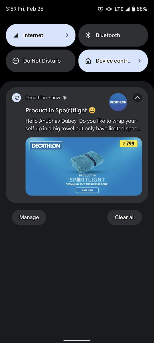 MadhukeshD's tweet image. Hey @Decathlon_India I&apos;m not Hitendra Trivedi or Anubhav Dubey, I&apos;m Madhukesh. Please stop giving new names every weekend:(
#NotificationBug