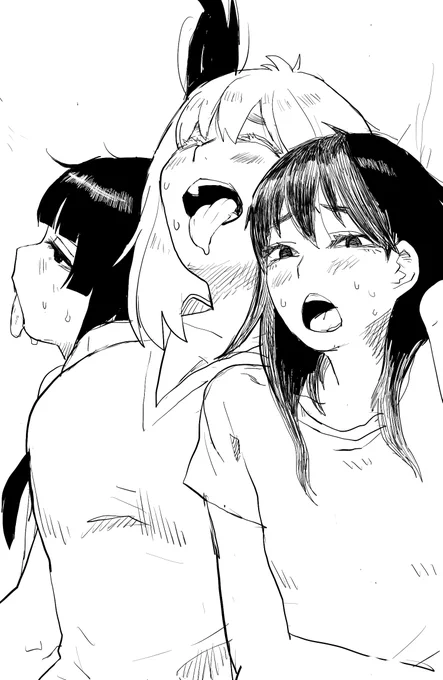 ちょっと気にいったので服を着せて全年齢化。
暑さでへばる三人 