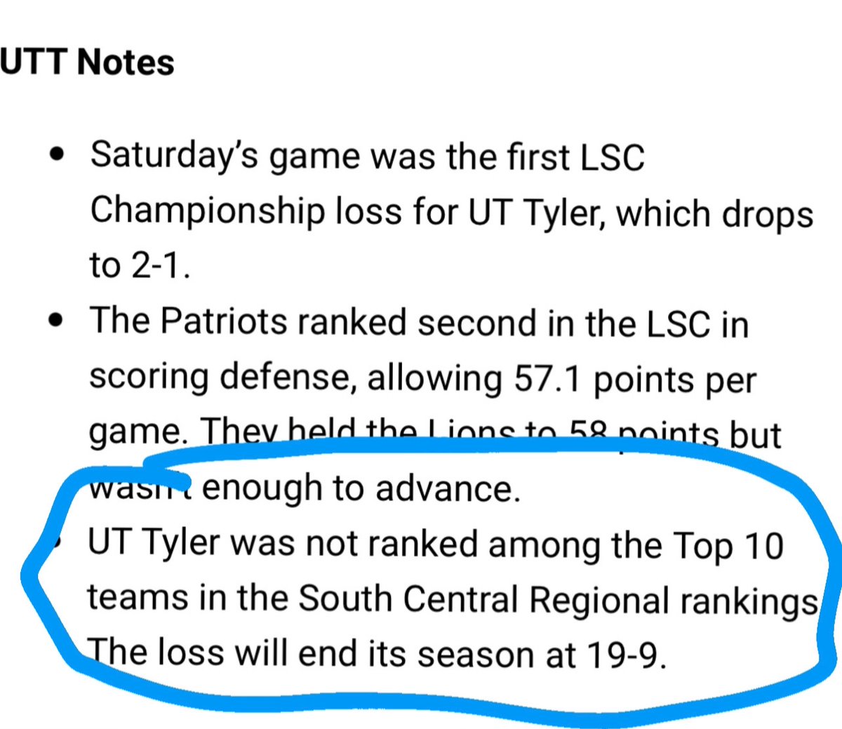 It was a challenging, fun ride. 

But before we go…
Only week we weren’t in regional Top 10 was last. Arguably toughest schedule w/ 3 games v. 1 seed, 3 v 3 seed, &amp; 2 others v top 2&amp;4. 
5 other teams in top 10 have a loss(s) against team with losing record. 
We did not.