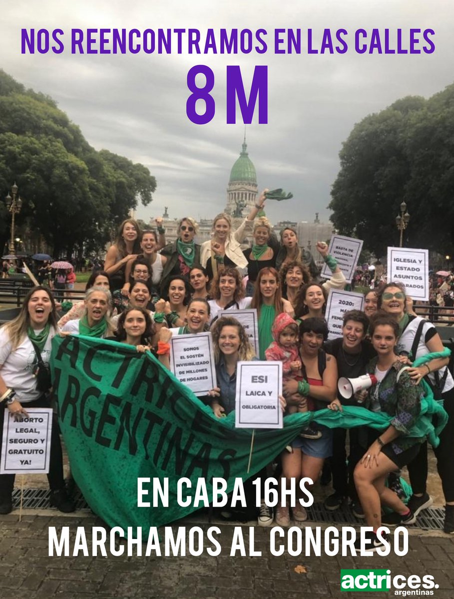 Este #8M nos reencontramos en las calles de todo el país.  En CABA marchamos al Congreso 16hs. Buscá la convocatoria en tu ciudad!