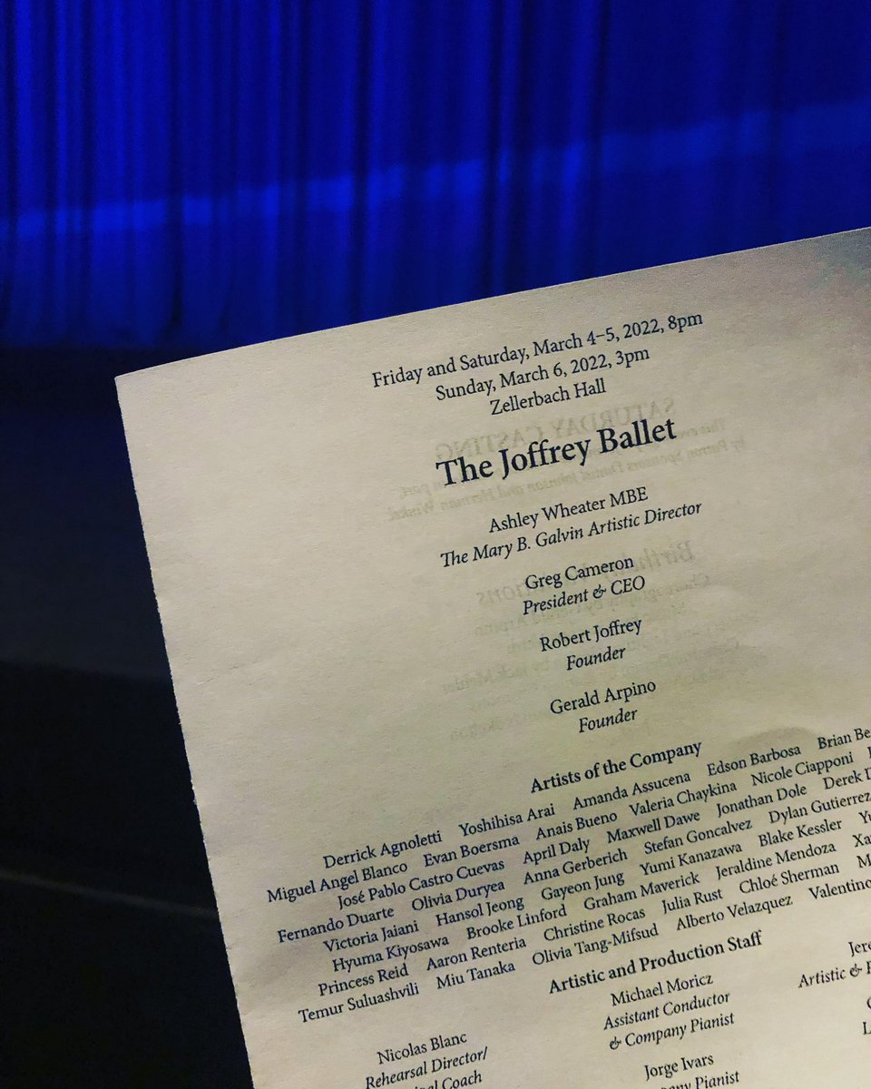 calballgirl's tweet photo. Front row at @calperformances for a dazzling mixed program from @joffreyballet! Favorite: Chanel DaSilva’s (https://t.co/jNk6s6VS1p) spectacular “Swing Low,” because who doesn’t need to be caressed by an angel—especially now?
#attheballet #berkeley @UCBerkeley @VisitBerkeley https://t.co/t5z0yW1A9a