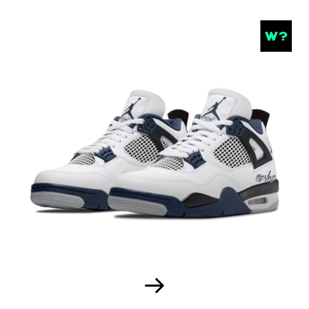 whentocop's tweet photo. Une Air Jordan 4 Retro “Navy” a fait surface ! Elle reprend le format de la Air Jordan 4 “Fire Red” mais on retrouve des empiècements en navy cette fois-ci ! La paire devrait sortir à la fin de l’année. Vous avez hâte de cop ? 🔥

https://t.co/aJ7EgNuSKP https://t.co/g02Ovxrfwu