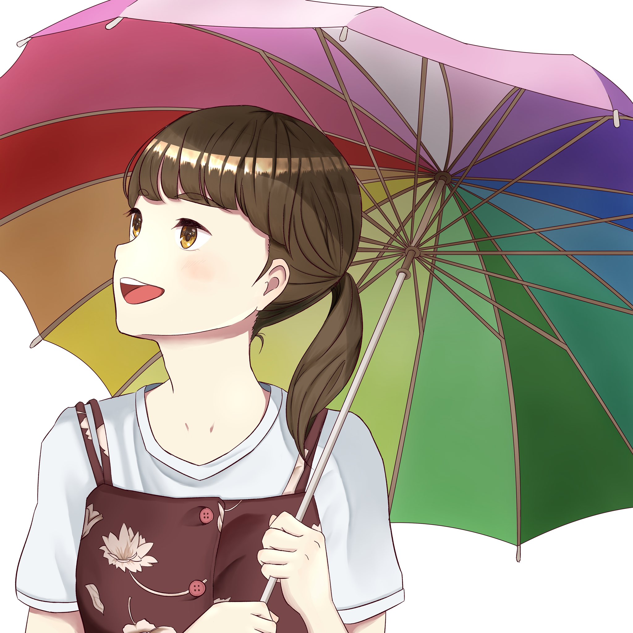 インチ 虹色の傘を持つ少女のイラストを描きました 頑張ったよー T Co Gxwrhxfg5t Twitter