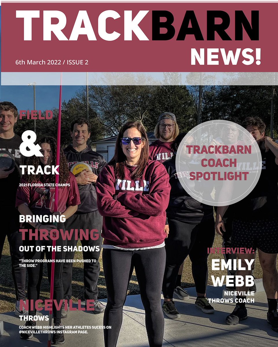 trackbarn's tweet photo. 📰 Check out Trackbarn News second story on Niceville Throws Coach Emily Webb! This coaching spotlight was written by @RobertsonT222  and features Emily Webb and her throw squad at Niceville High School in Florida.

Full Story in bio!

#trackbarn #trackbarnnews #trackbarnfamily https://t.co/b5qBdzLJUn