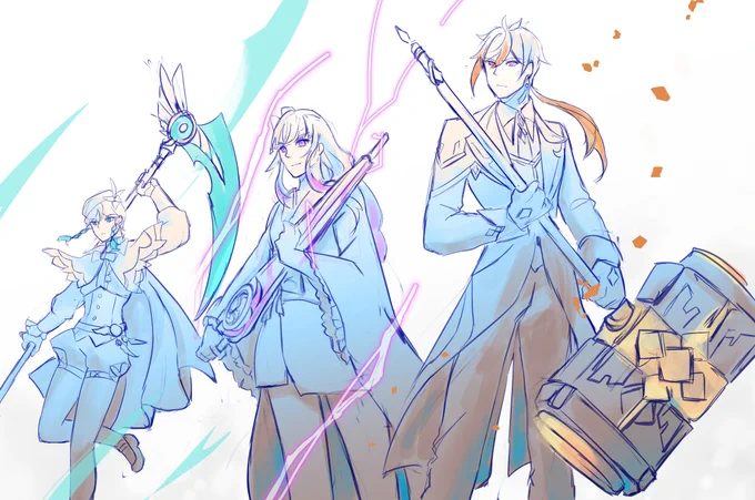 Original Archons with alternate weapons 

#venti #zhongli #RaidenMakoto #genshinimpact 