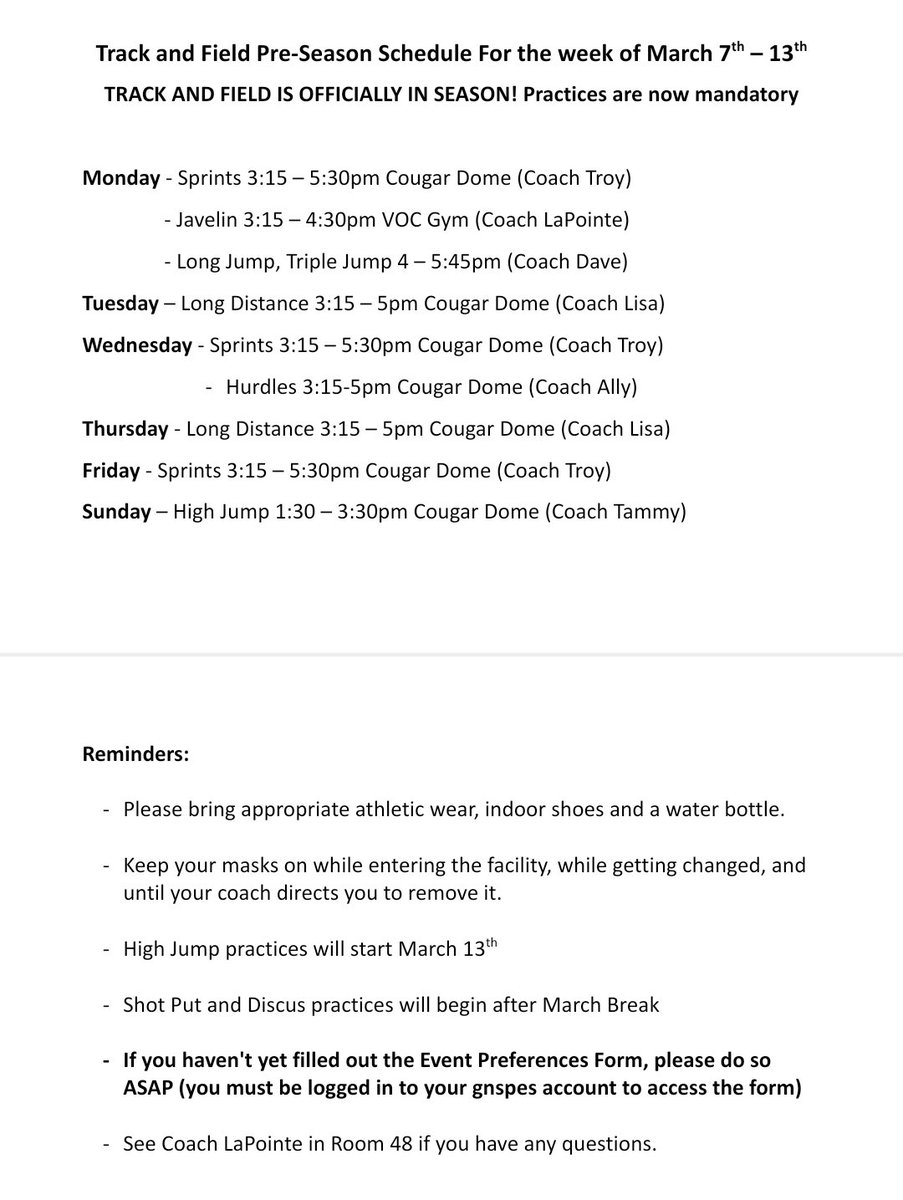CECTrack's tweet photo. Cougar Nation is back at it! The SSNS season officially opens tomorrow, March 7th.
155 Athletes are chomping at the bit for the first full season since 2019. Let's go after it, Cougars! https://t.co/1XI65iB36l