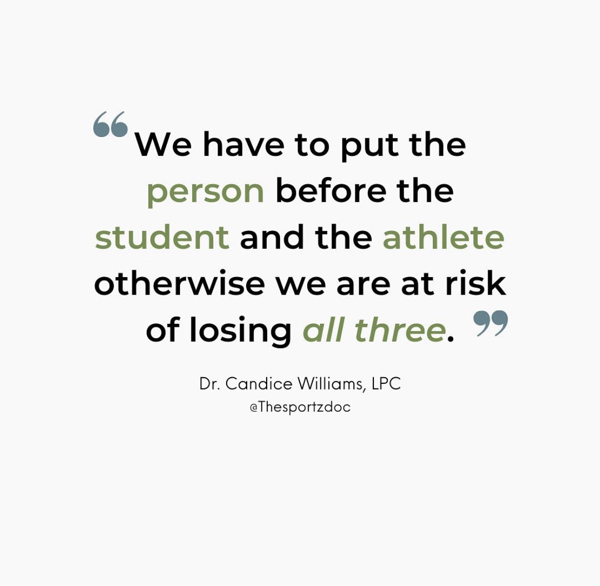 MorgansMessage's tweet photo. Well said, @thesportzdoc. #SupportingTheWholeAthlete 🙌 https://t.co/5IpfIj8lms