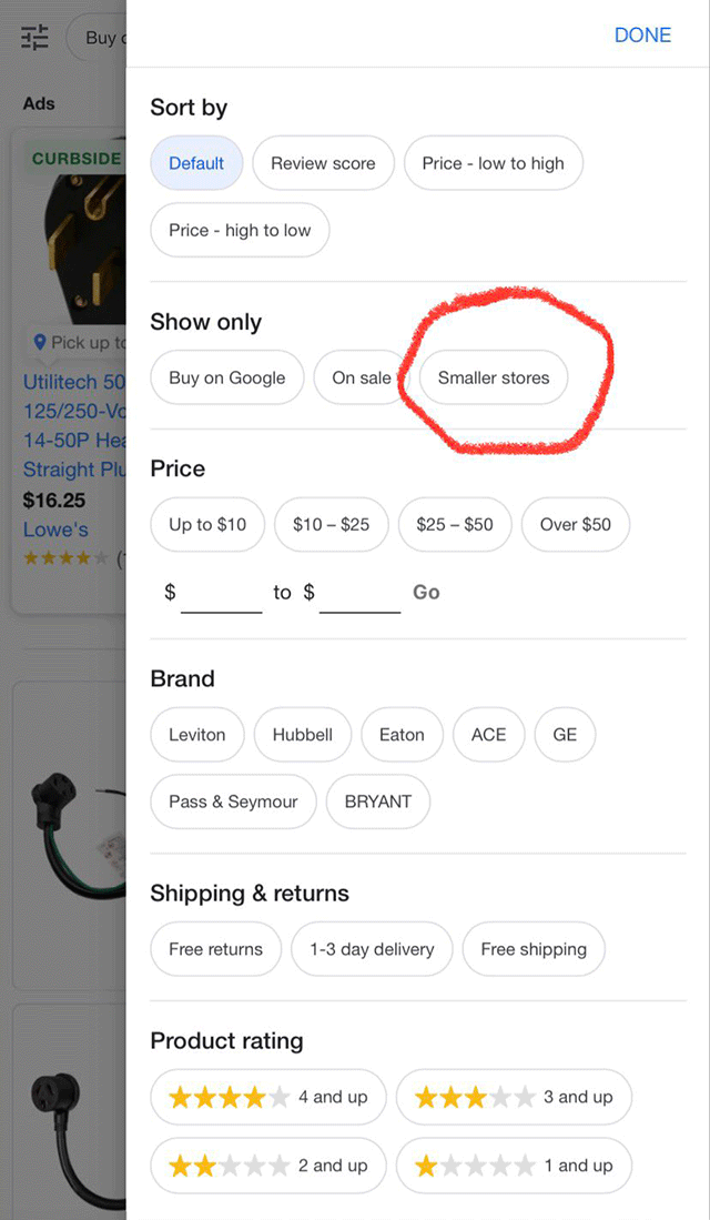 Google Shopping has a filter for "Smaller Stores" - which is a great way to help small businesses seroundtable.com/google-shoppin…  via <a href="/FindingAmanda/">Amanda Maurer</a> hat tip <a href="/MarketingOClock/">Marketing O'Clock</a> but I do think this is from May 2021