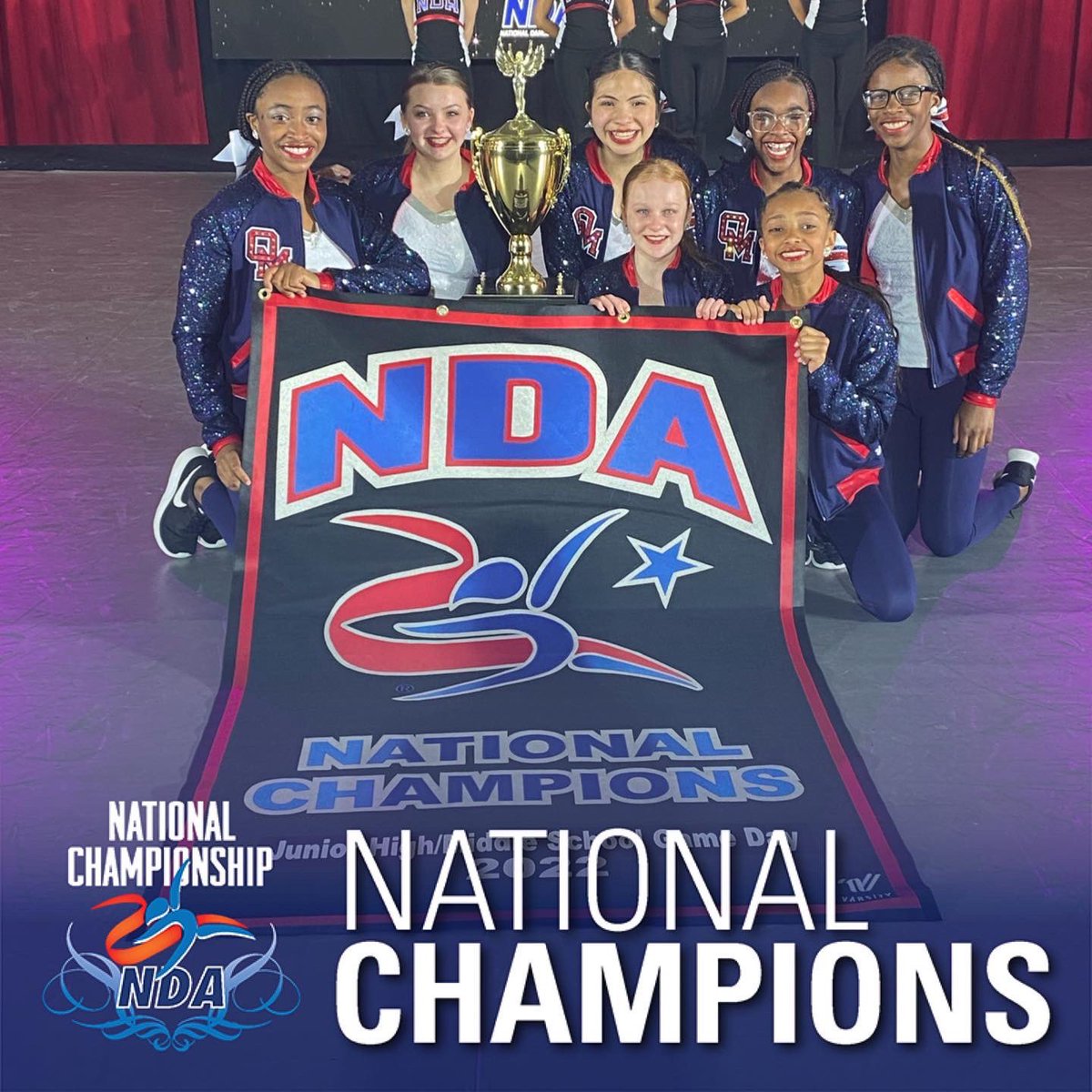 OMS_Chargers's tweet photo. Congratulations to our OMS Charger Hip Hip team for winning 1st place at the national level in Jr High/Middle School game day.  Super proud of these girls and their coach.  #bringinghomethehardware #chargeup https://t.co/ZZhz8469Gf