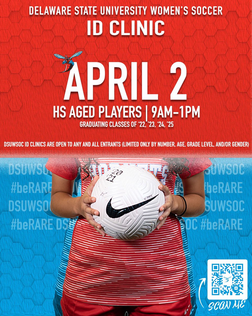 ‼️SPRING ID CLINIC ALERT‼️
•
Excited to announce our first ID Clinic in two years. We are so ready to welcome potential future Hornets back to campus  👀
•
Sign up at the link in our bio or scan the QR code below. LIMITED SPOTS AVAILABLE. 
•
#dsuwsoc #beRARE