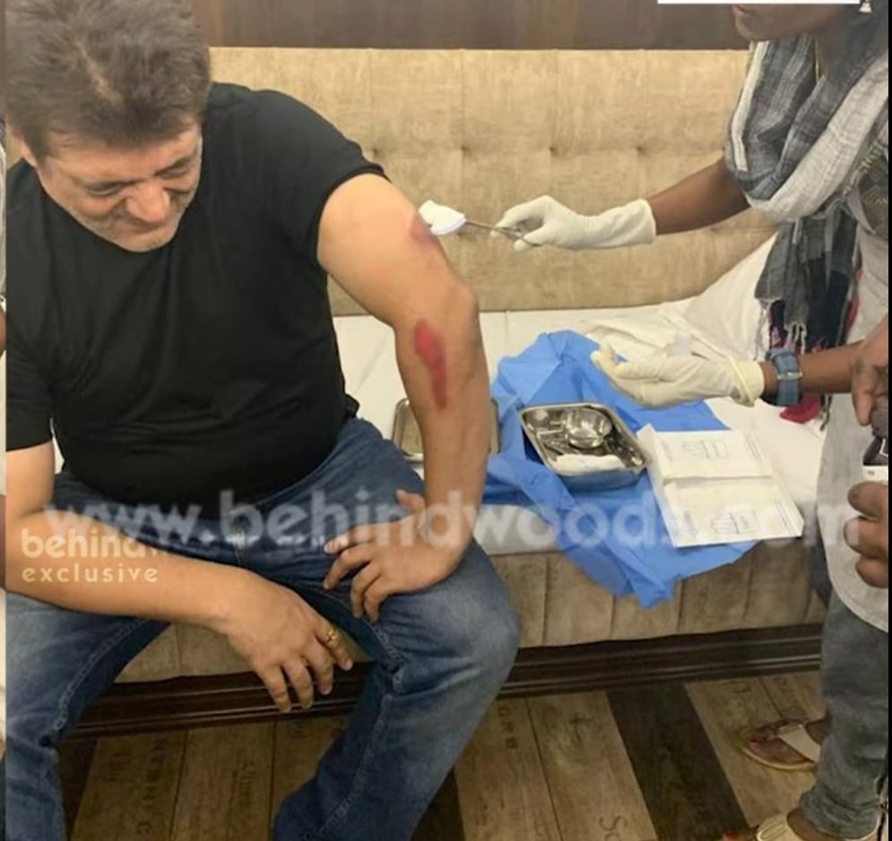 AjithFansUpdate's tweet photo. Injured pics of #AK during the bike stunt collapse in #Valimai shooting spot 🙏💔

#Ajithkumar ❤️ 
#VALIMAIRuling2ndWeekend https://t.co/cE8ZCaQzaT