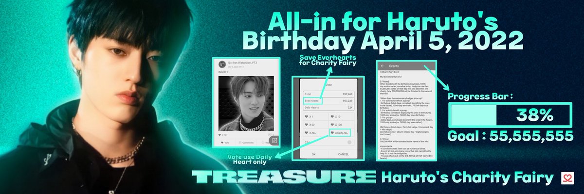 HarutoVTeam's tweet photo. [CHOEAEDOL] 🗓 March 7

🦋Vote ONLY DAILY HEARTS &amp; save EVER HEARTS 

✅Vote on banner:
Aurora_HarutoVT4

🦋Links:
1. https://t.co/p8LSWrZ5JU
2. https://t.co/5AYVN75kjd
3. https://t.co/8zKP73JFYX

트레저 하루토 
#HARUTO #하루토 #트레저하루토 @treasuremembers https://t.co/ysl8h1bKot