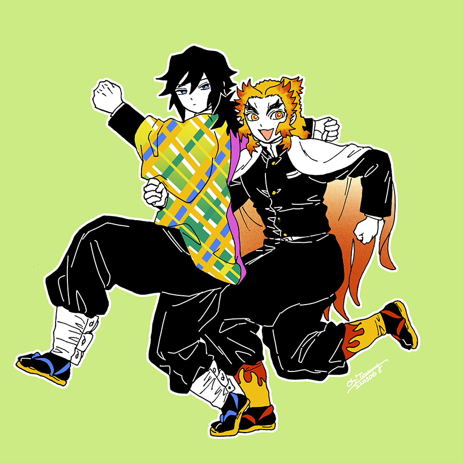 冨岡義勇 「ウキウキ煉義🔥🌊 」|おおとみのイラスト