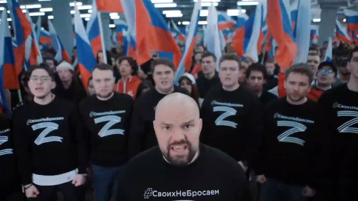 Let's discuss what's happening in Russia. To put it simply, it's going full fascist. Authorities launched a propaganda campaign to gain popular support for their invasion of Ukraine and they're getting lots of it. You can see "Z" on these guys' clothes. What does it mean? 