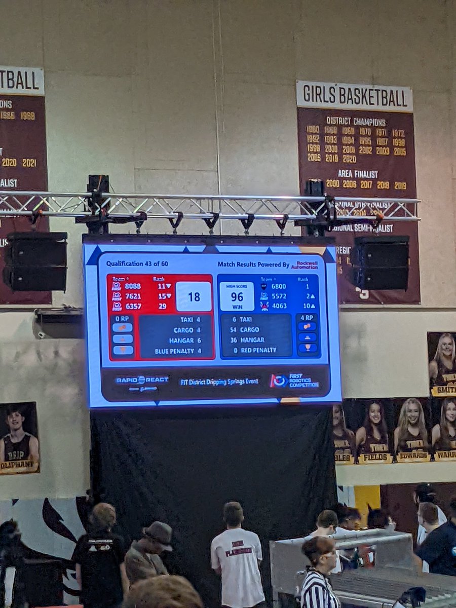 First TRIPLE CLIMB of Dripping Springs, a win, high score, and we're rank 2! A great way to start the day here in #FIRSTinTexas 🌟

<a href="/FRC6800/">Valor</a> and <a href="/Team4063/">FRC Team 4063</a> were wonderful alliance 🛡️ partners!

 #omgrobots #morethanrobots #STEMsquad <a href="/FIRSTinTexas/">FIRST in Texas</a> <a href="/FRCTeams/">FIRST Robotics Competition</a> <a href="/neisd_stem/">STEM Academy - NEISD</a>