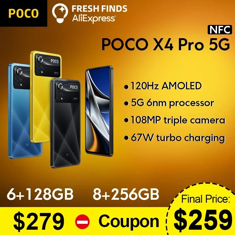 OFERTAS A PARTIR DE 07/03 05:00AM
✅ Poco X4 Pro 5G 6/128
🏷 Cupom: ALERTA110 OU saldao120
📎 s.click.aliexpress.com/e/_A7aWp7
💰 R$ 1.258,37
💳 EM ATÉ 6X SEM JUROS